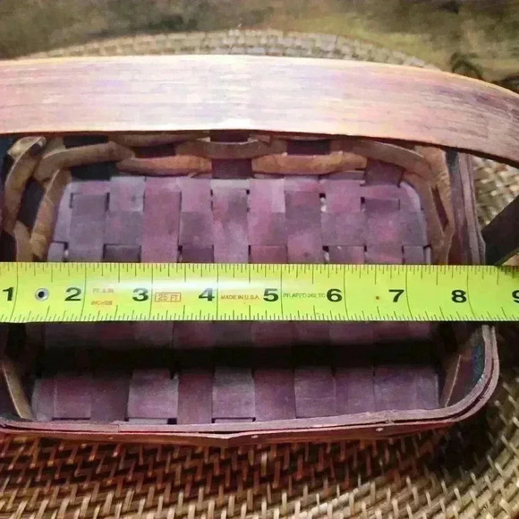 Charleston South Carolina basket Red Burgundy & Wood Tone Primitive 9 X 6.5 X 4 - Picture 6 of 8